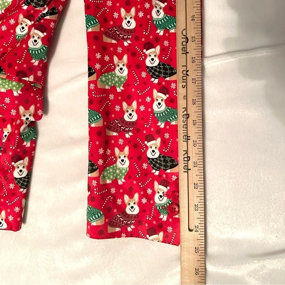 Suslo Couture Christmas Corgi Dog Mens M Red Blazer Slim Fit Lined party holiday